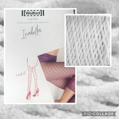 $67 New XS Wolford Fishnet Net Capri Isabella white tights stockings